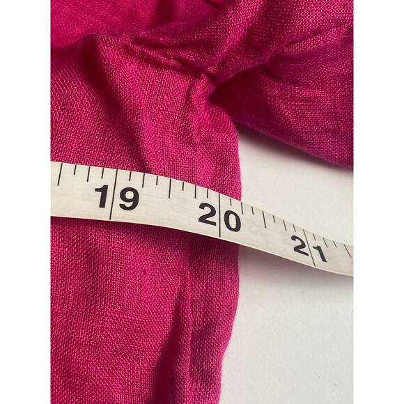 Charter Club Luxury Magenta Linen Beaded Neckline Pintuck Blouse Size Medium - Picture 8 of 10
